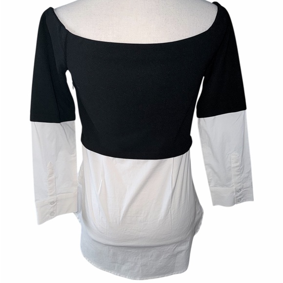 Windsor Chic Elegant Black & White Off The Shoulder Blouse Size Small - Picture 3 of 5